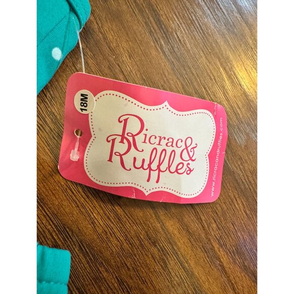 NWT Ricrac & Ruffles Toddler Polka Dot Teal Infant Two-Piece Swimsuit Bikini 18m - Picture 5 of 5